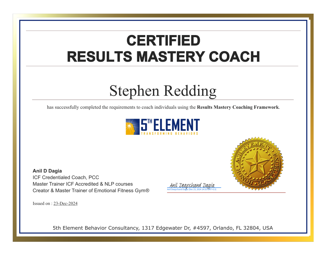 Results Mastery Coach certificate